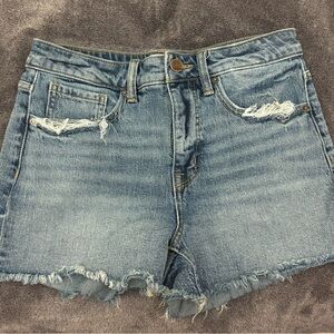 Buckle Distressed Blue Jean Shorts